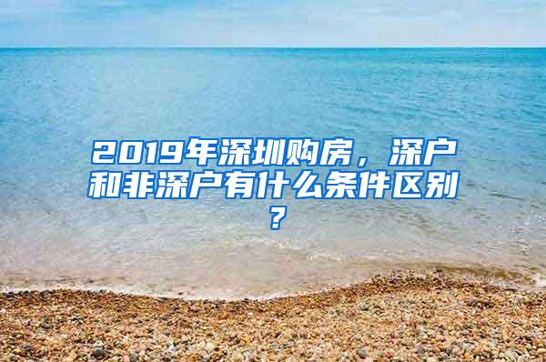 2019年深圳购房，深户和非深户有什么条件区别？