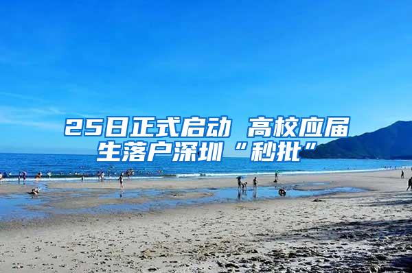25日正式启动 高校应届生落户深圳“秒批”