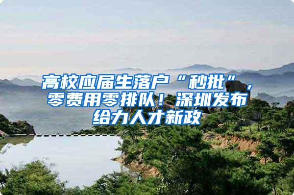 高校应届生落户“秒批”，零费用零排队！深圳发布给力人才新政