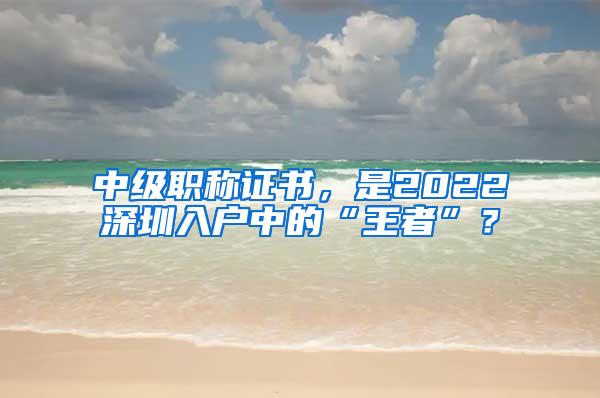 中级职称证书，是2022深圳入户中的“王者”？