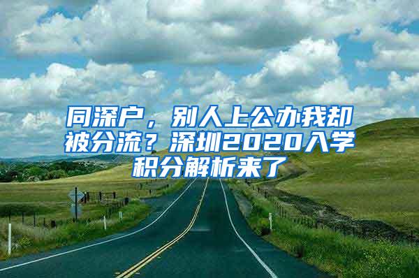 同深户，别人上公办我却被分流？深圳2020入学积分解析来了
