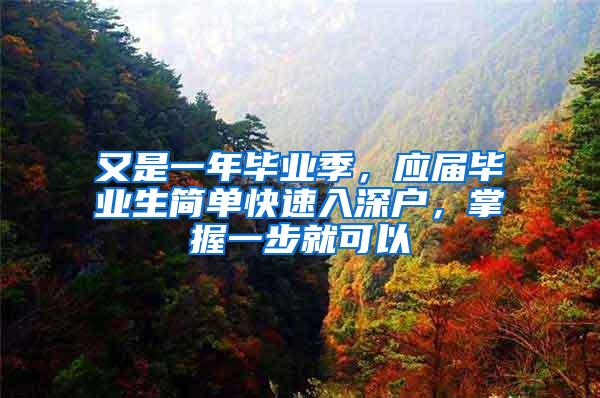 又是一年毕业季，应届毕业生简单快速入深户，掌握一步就可以