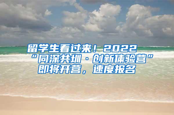 留学生看过来！2022“同深共圳·创新体验营”即将开营，速度报名