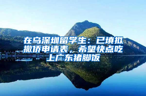 在乌深圳留学生：已填拟撤侨申请表，希望快点吃上广东猪脚饭