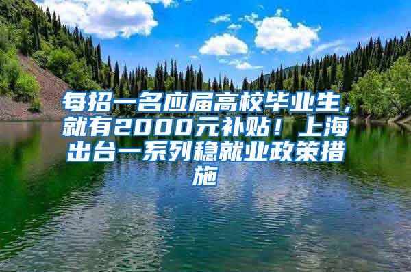 每招一名应届高校毕业生，就有2000元补贴！上海出台一系列稳就业政策措施