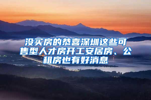 没买房的恭喜深圳这些可售型人才房开工安居房、公租房也有好消息