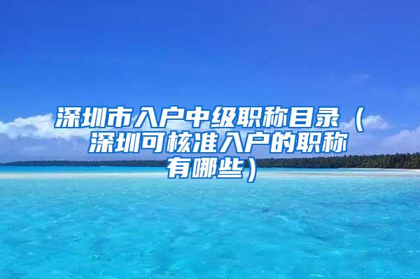 深圳市入户中级职称目录（ 深圳可核准入户的职称有哪些）
