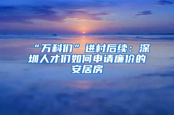 “万科们”进村后续：深圳人才们如何申请廉价的安居房