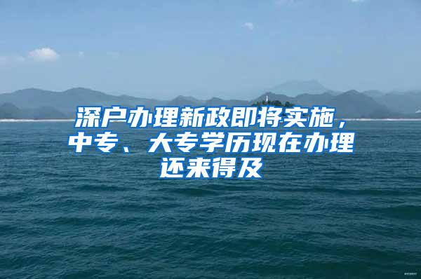 深户办理新政即将实施，中专、大专学历现在办理还来得及