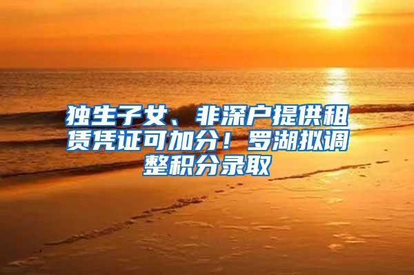 独生子女、非深户提供租赁凭证可加分！罗湖拟调整积分录取