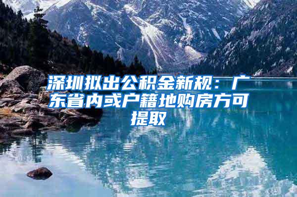 深圳拟出公积金新规：广东省内或户籍地购房方可提取