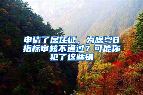 申请了居住证，为啥粤B指标审核不通过？可能你犯了这些错