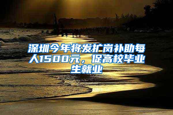 深圳今年将发扩岗补助每人1500元，促高校毕业生就业
