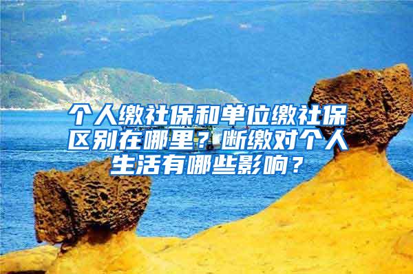 个人缴社保和单位缴社保区别在哪里？断缴对个人生活有哪些影响？
