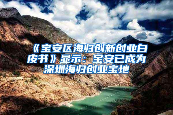 《宝安区海归创新创业白皮书》显示：宝安已成为深圳海归创业宝地