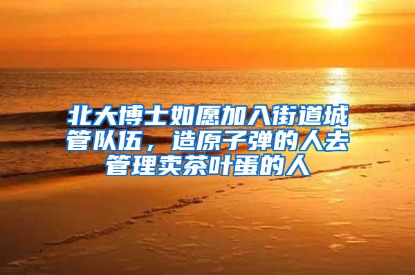 北大博士如愿加入街道城管队伍，造原子弹的人去管理卖茶叶蛋的人