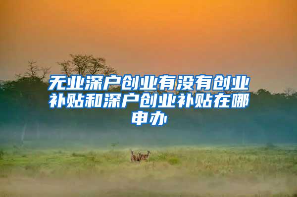 无业深户创业有没有创业补贴和深户创业补贴在哪申办