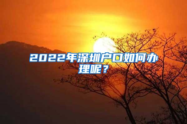 2022年深圳户口如何办理呢？