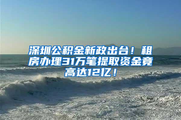 深圳公积金新政出台！租房办理31万笔提取资金竟高达12亿！