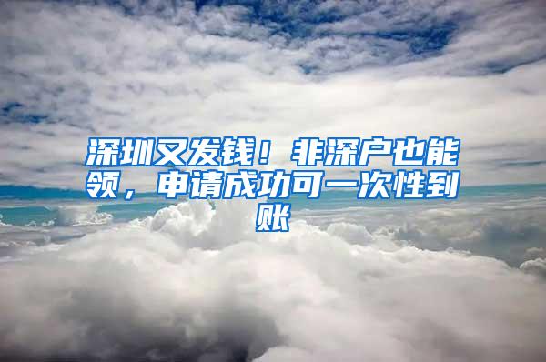 深圳又发钱！非深户也能领，申请成功可一次性到账