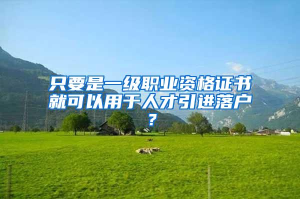 只要是一级职业资格证书就可以用于人才引进落户？
