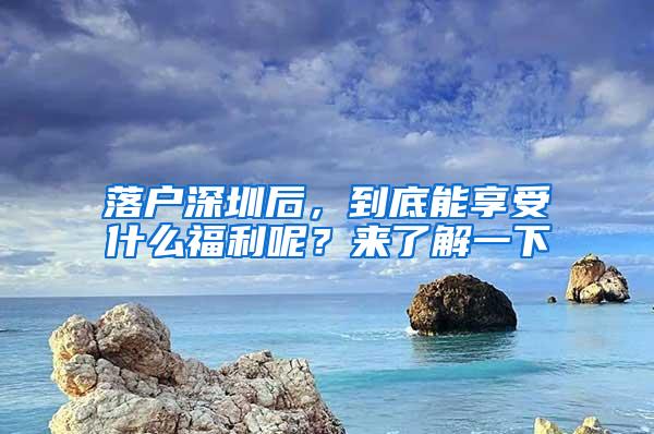 落户深圳后，到底能享受什么福利呢？来了解一下