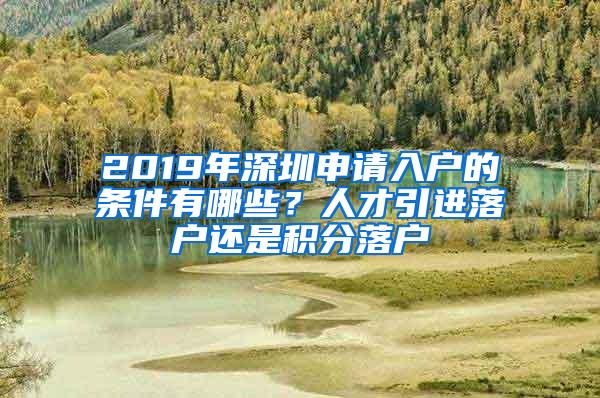 2019年深圳申请入户的条件有哪些？人才引进落户还是积分落户