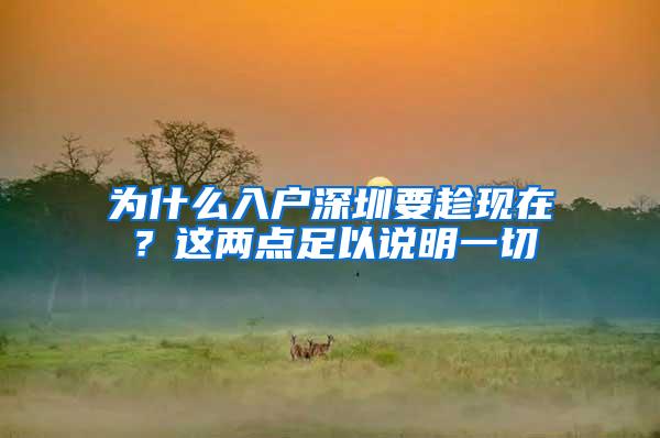 为什么入户深圳要趁现在？这两点足以说明一切