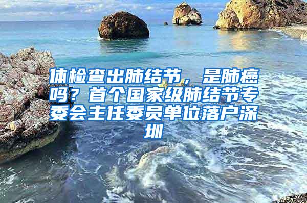 体检查出肺结节，是肺癌吗？首个国家级肺结节专委会主任委员单位落户深圳