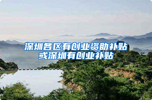 深圳各区有创业资助补贴或深圳有创业补贴