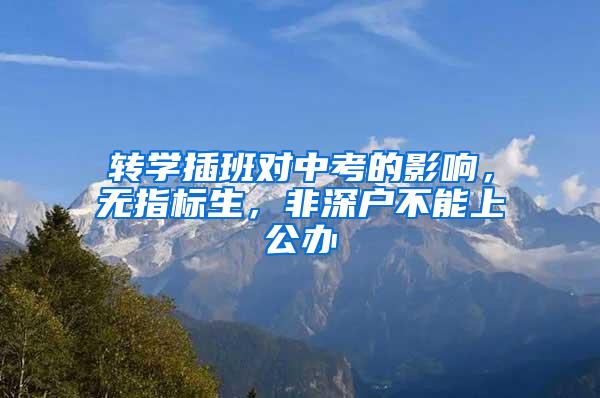 转学插班对中考的影响，无指标生，非深户不能上公办