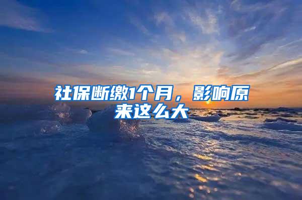 社保断缴1个月，影响原来这么大