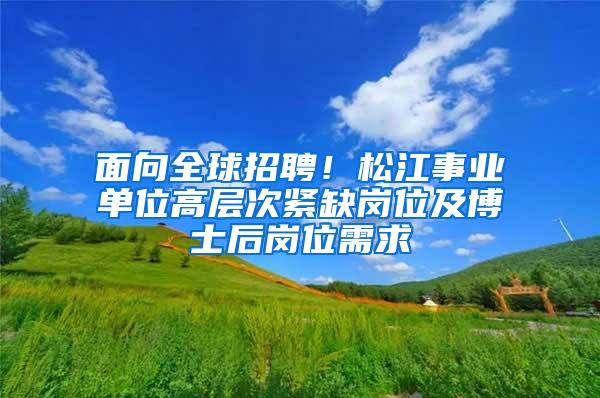 面向全球招聘！松江事业单位高层次紧缺岗位及博士后岗位需求→