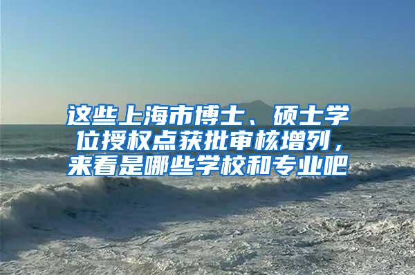 这些上海市博士、硕士学位授权点获批审核增列，来看是哪些学校和专业吧