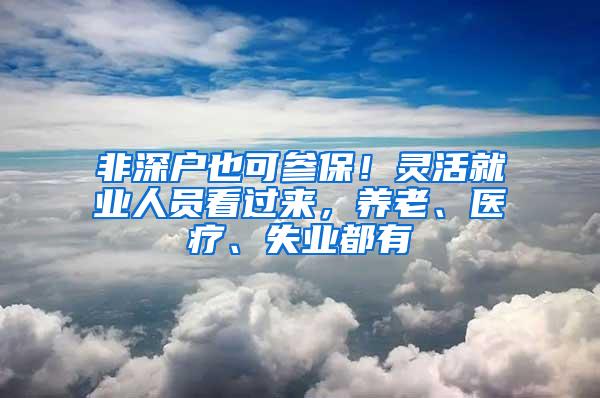 非深户也可参保！灵活就业人员看过来，养老、医疗、失业都有