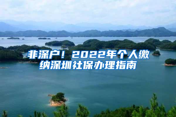 非深户！2022年个人缴纳深圳社保办理指南