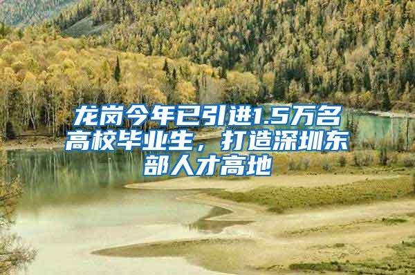 龙岗今年已引进1.5万名高校毕业生，打造深圳东部人才高地