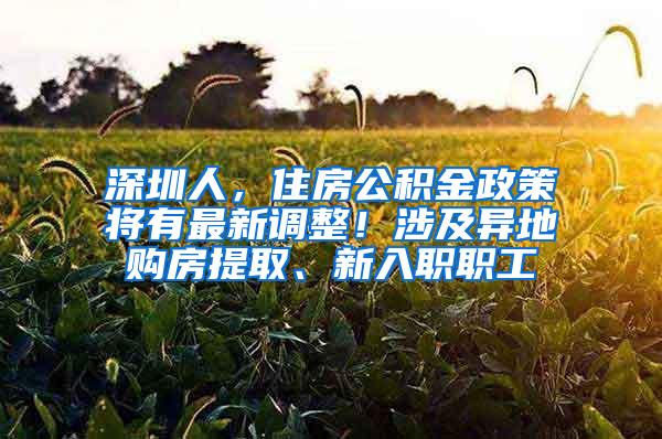 深圳人，住房公积金政策将有最新调整！涉及异地购房提取、新入职职工