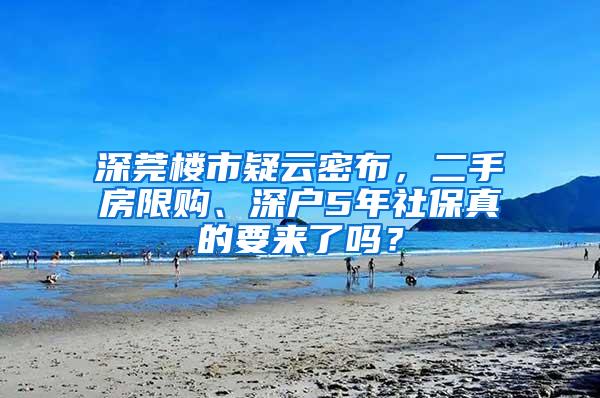 深莞楼市疑云密布，二手房限购、深户5年社保真的要来了吗？