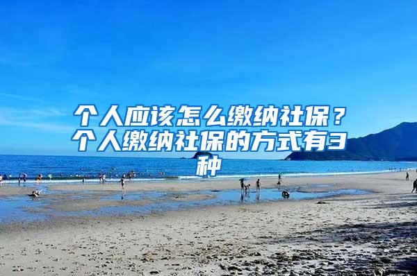 个人应该怎么缴纳社保？个人缴纳社保的方式有3种