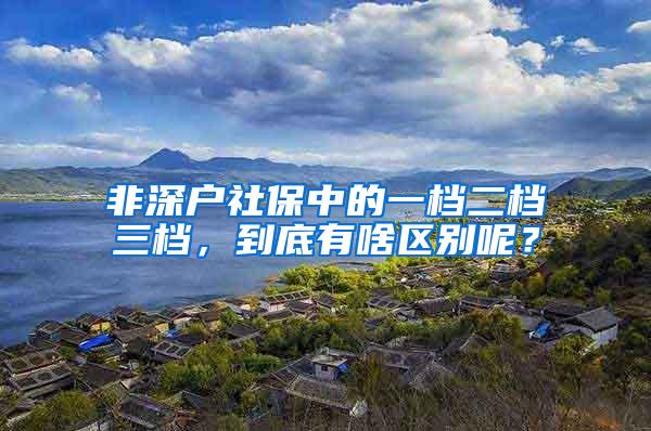 非深户社保中的一档二档三档，到底有啥区别呢？