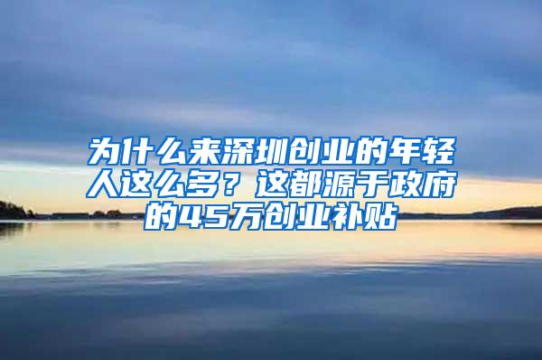 为什么来深圳创业的年轻人这么多？这都源于政府的45万创业补贴