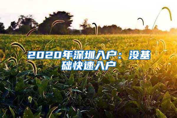 2020年深圳入户：没基础快速入户