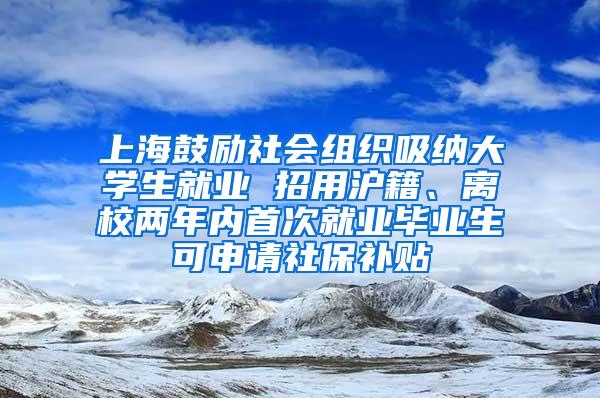 上海鼓励社会组织吸纳大学生就业 招用沪籍、离校两年内首次就业毕业生可申请社保补贴