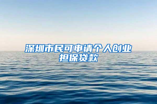 深圳市民可申请个人创业担保贷款