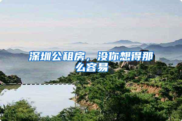 深圳公租房，没你想得那么容易