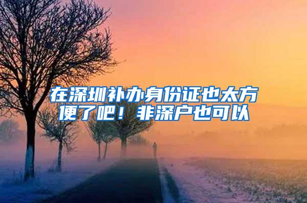 在深圳补办身份证也太方便了吧！非深户也可以
