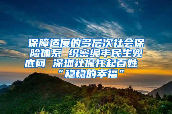 保障适度的多层次社会保险体系 织密编牢民生兜底网 深圳社保托起百姓“稳稳的幸福”