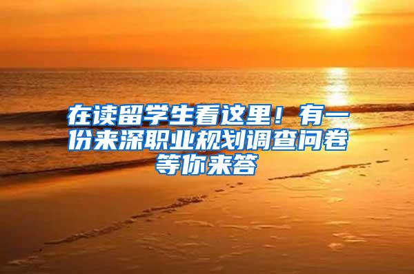 在读留学生看这里！有一份来深职业规划调查问卷等你来答