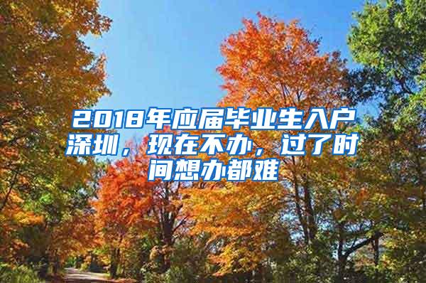 2018年应届毕业生入户深圳，现在不办，过了时间想办都难